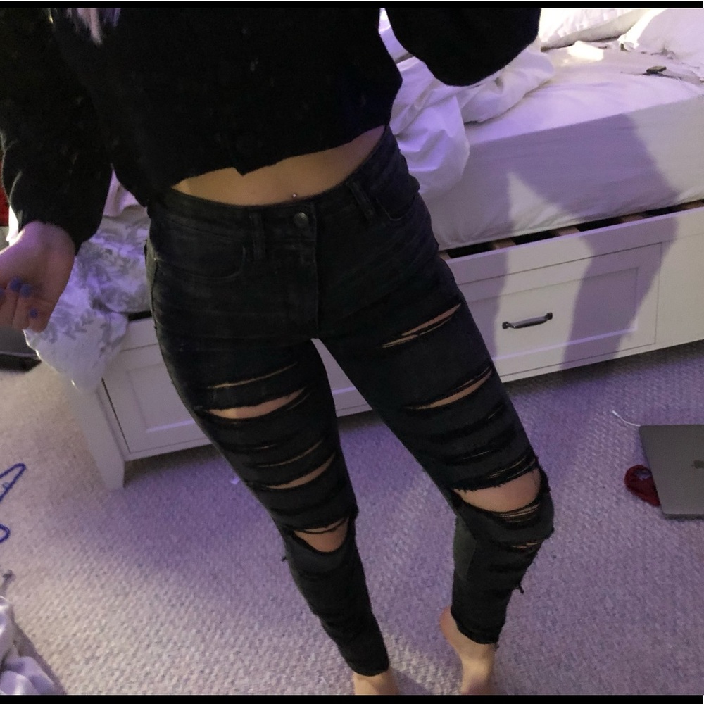 American Eagle Black Ripped Jeans